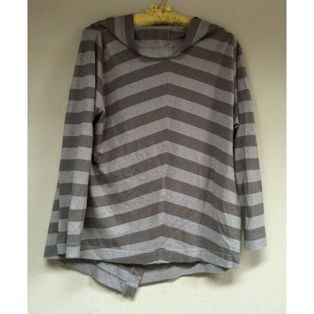 OSKA Womens Size 1 Long Sleeve Cowl Neck Striped Faux-Wrap Sweater Lagenlook